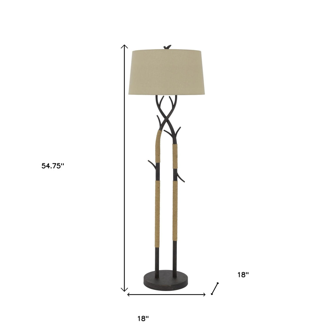 55" Black Traditional Shaped Floor Lamp With Tan Rectangular Shade