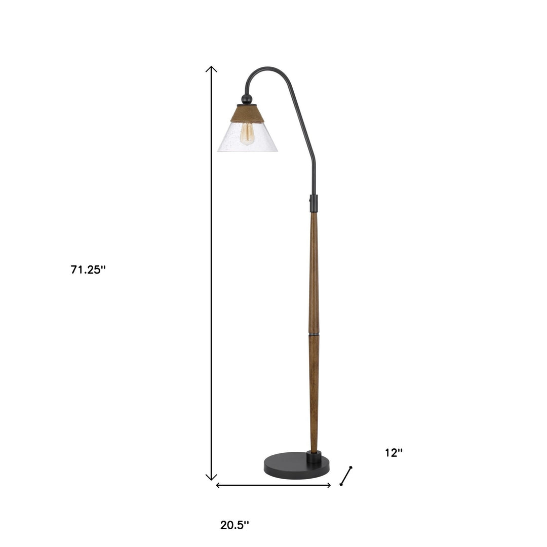 71" Brown Traditional Shaped Floor Lamp With Clear Transparent Glass Empire Shade