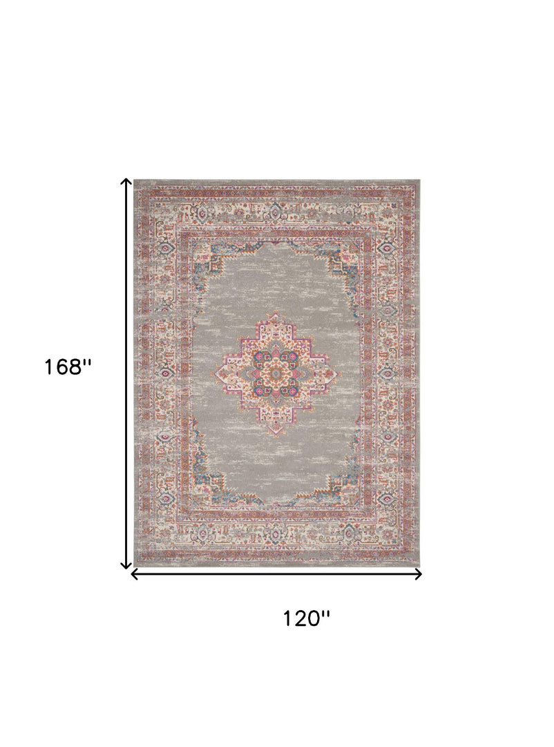 10' X 14' Blue Moroccan Power Loom Distressed Area Rug