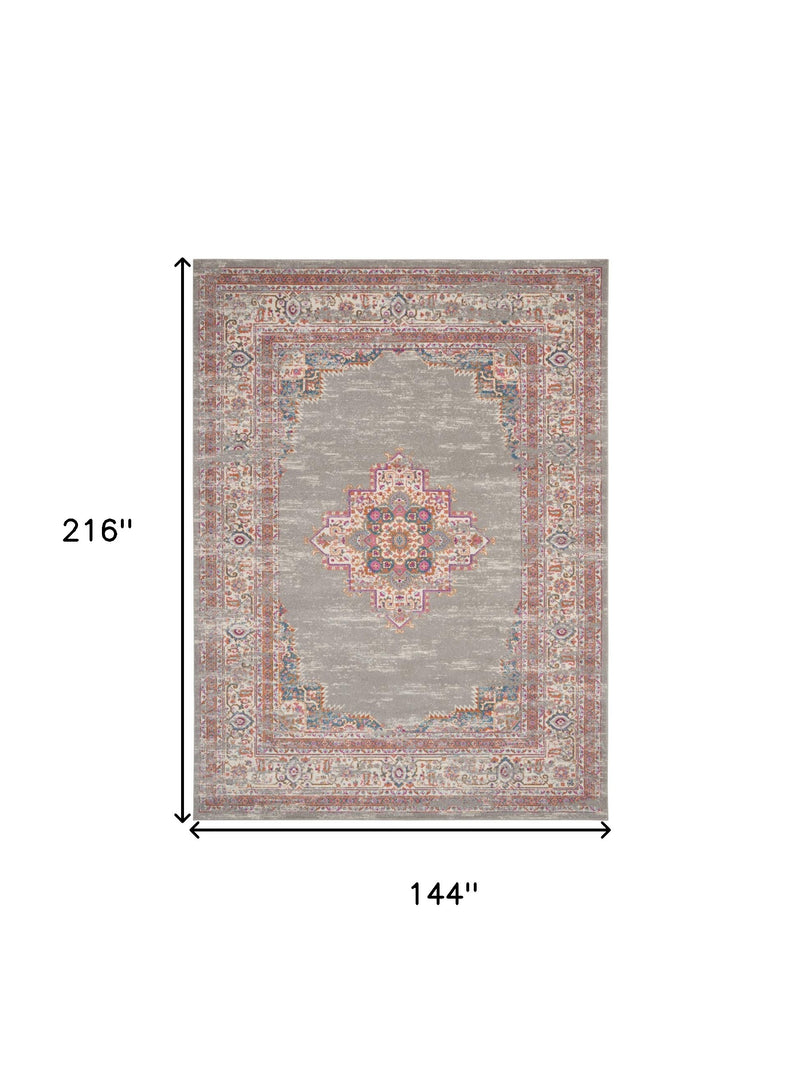 12' X 18' Blue Moroccan Power Loom Distressed Area Rug