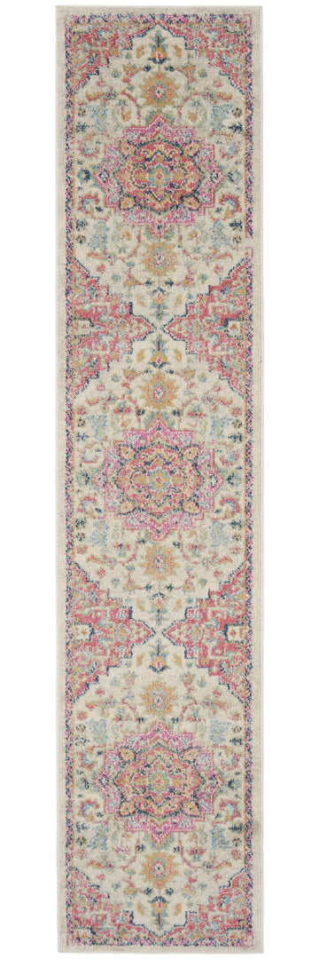 10' Pink and Ivory Oriental Power Loom Runner Rug