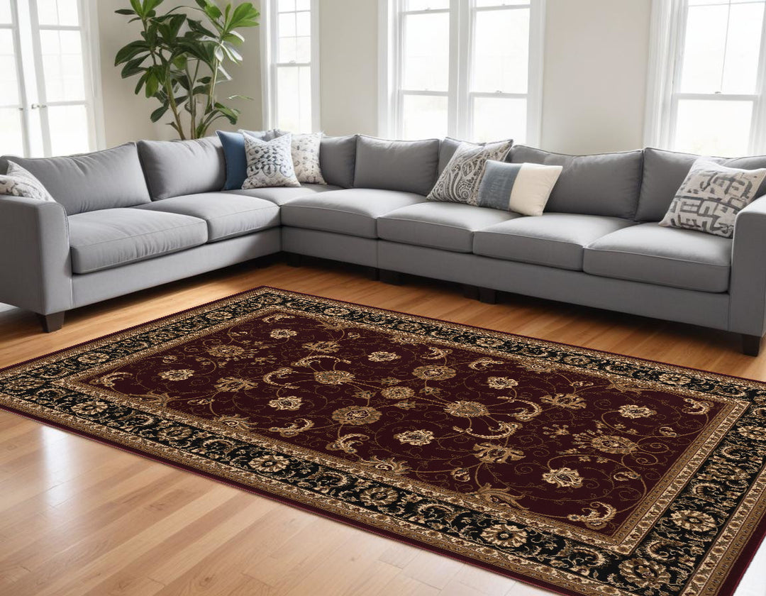 10' X 13' Red and Beige Oriental Distressed Area Rug