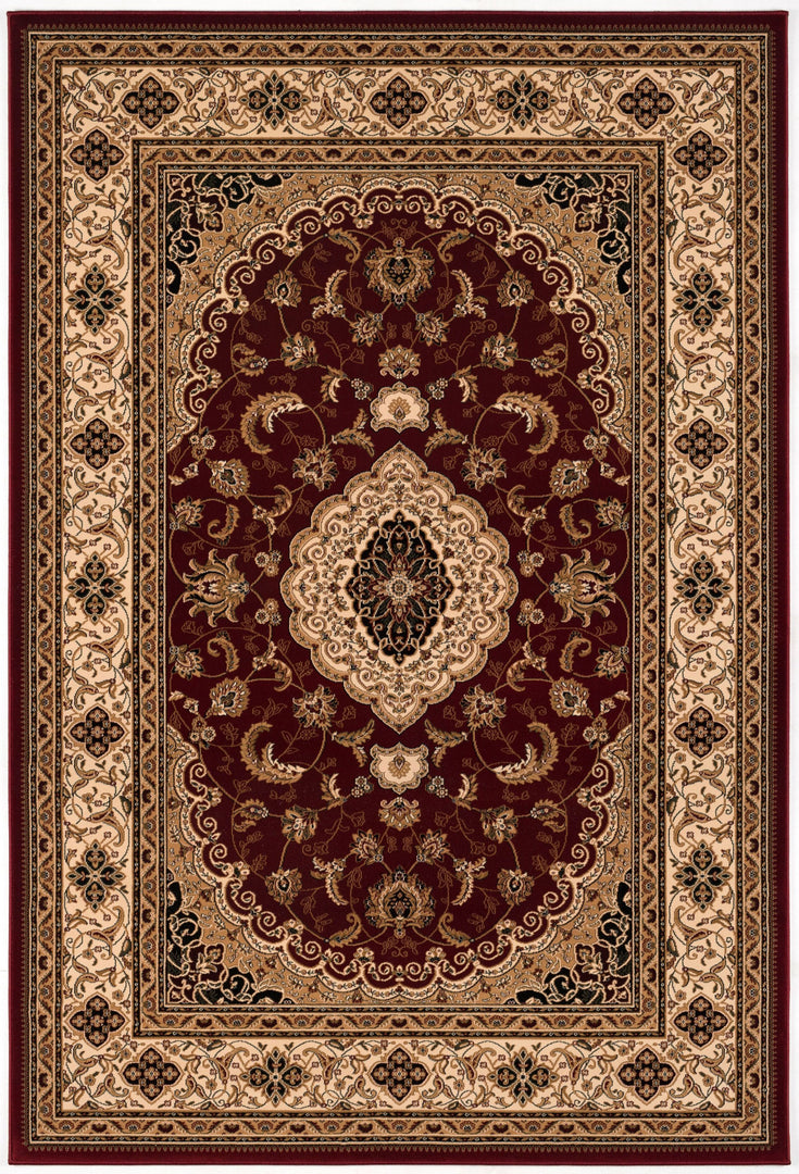 10' X 13' Red and Beige Oriental Distressed Area Rug