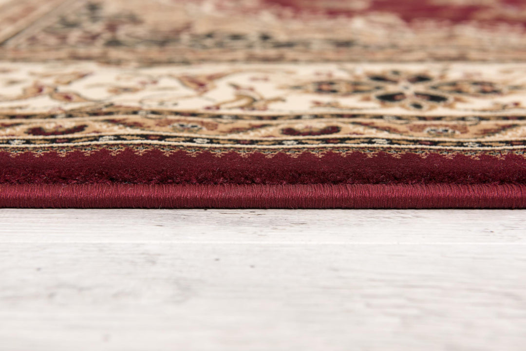 10' X 13' Red and Beige Oriental Distressed Area Rug