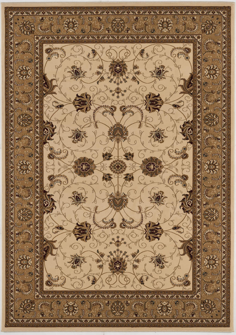 10' X 13' Beige and Brown Oriental Washable Non Skid Area Rug