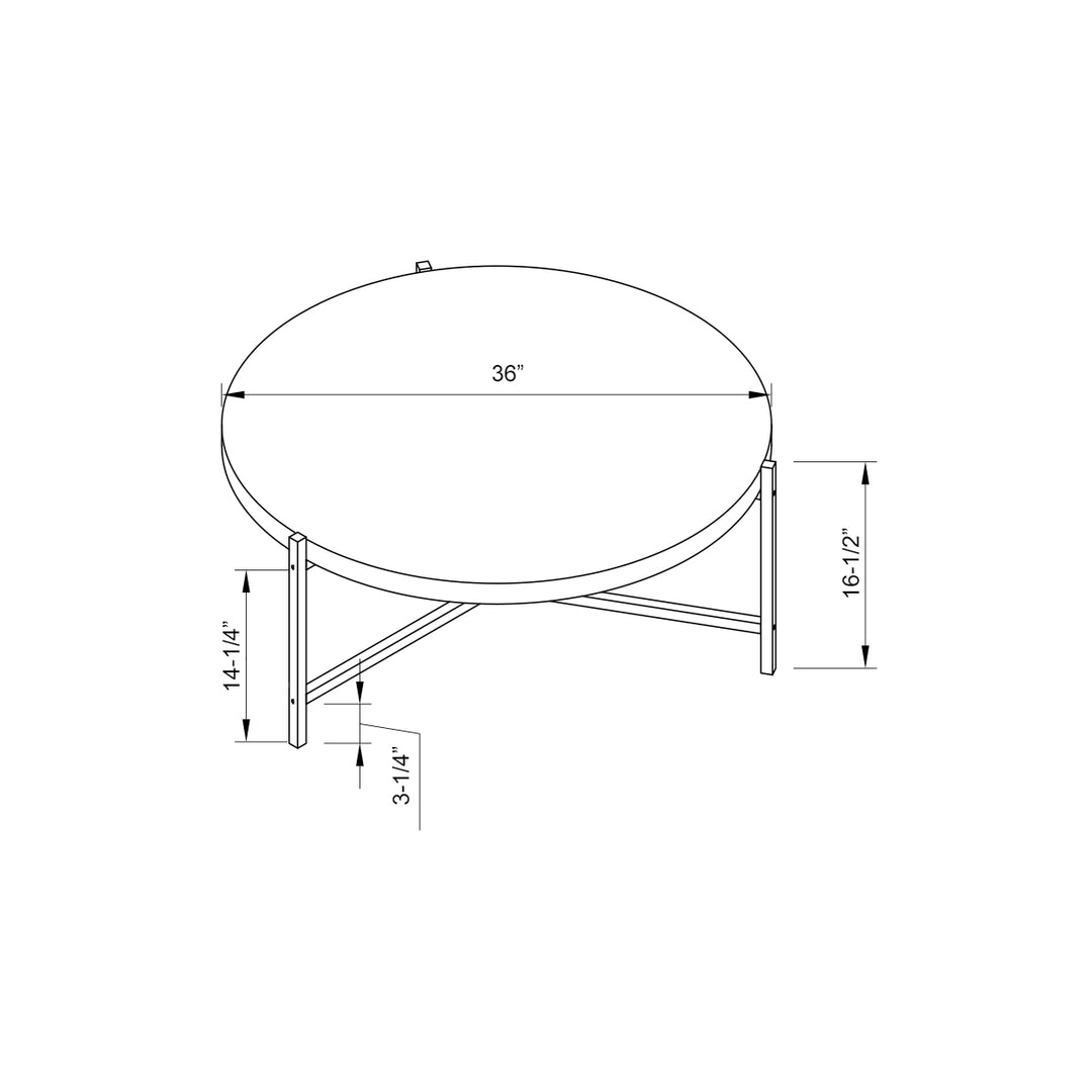 37-Inch Natural and White Metal Round Coffee Table