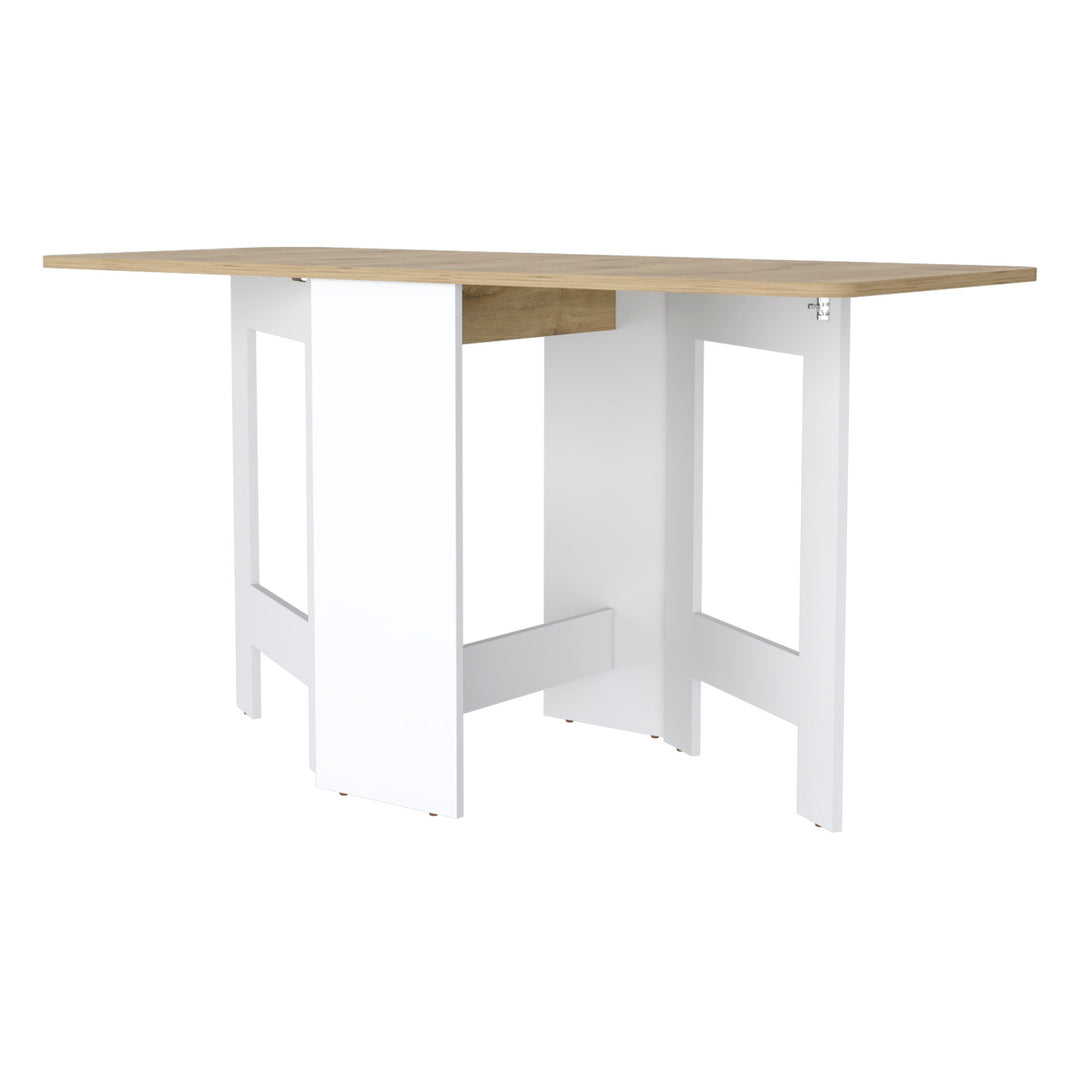 24" Brown and White Folding Dining Table with Sled Base