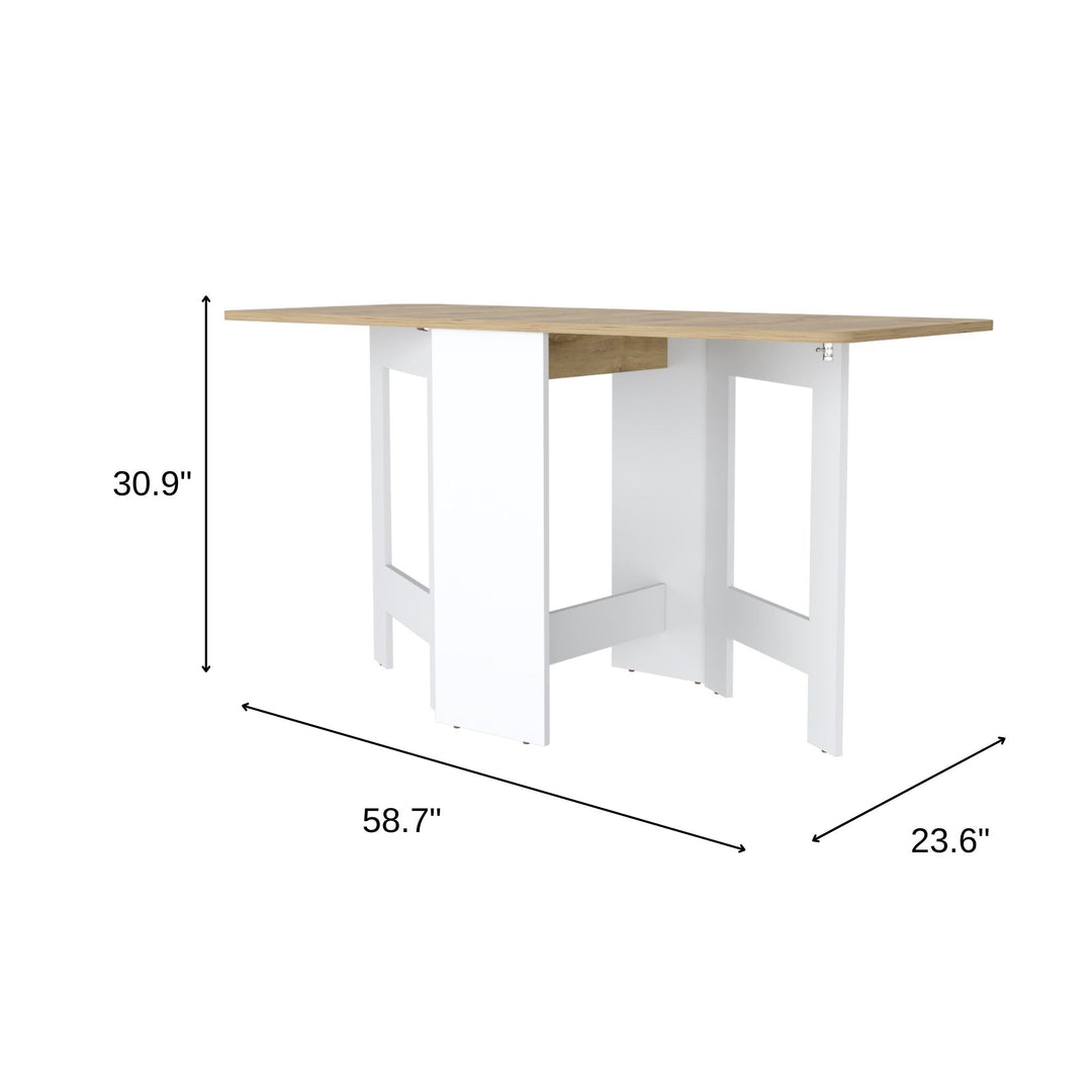 24" Brown and White Folding Dining Table with Sled Base