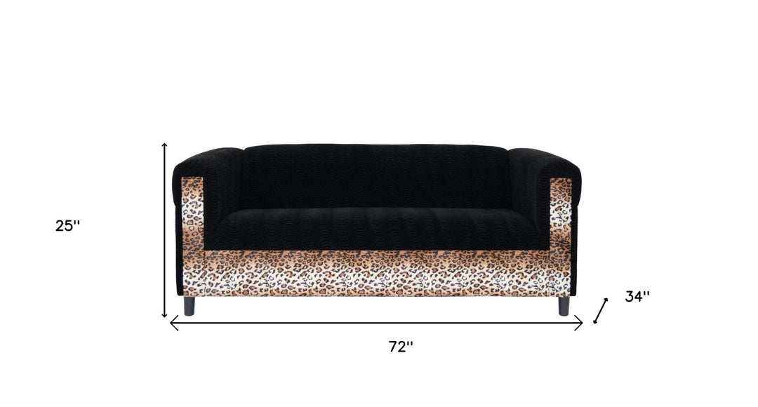 72" Black Velvet Sofa