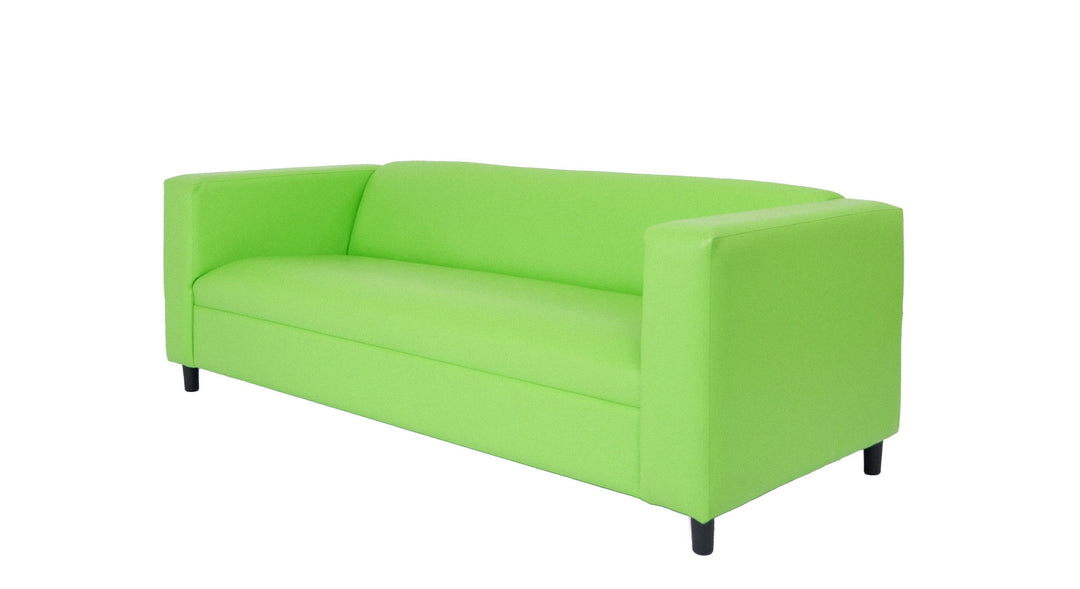 84" Green and White Faux Leather Geometric Sofa With Black Legs