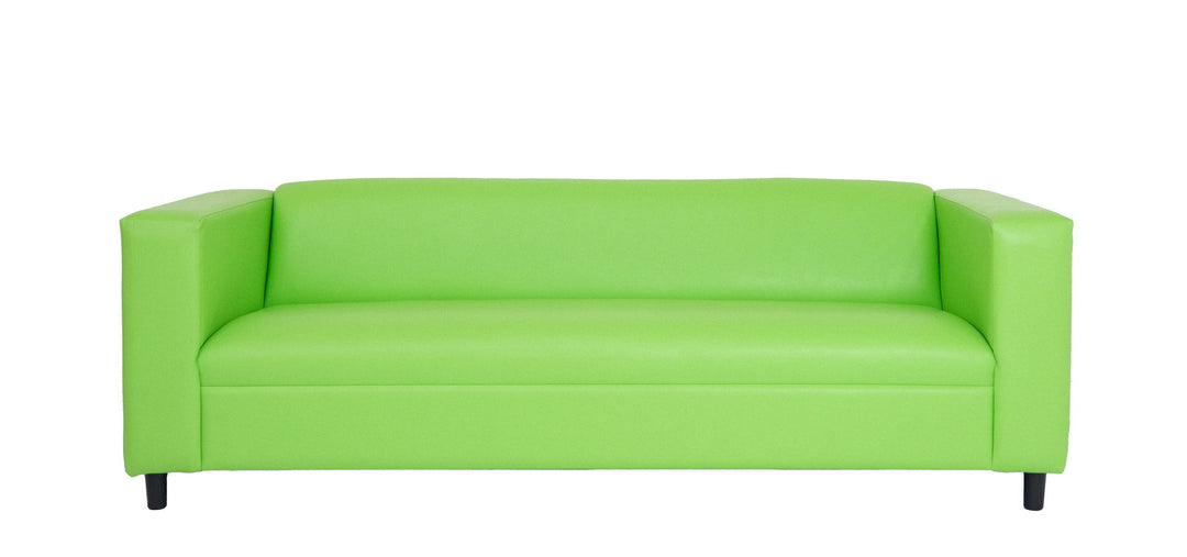 84" Green and White Faux Leather Geometric Sofa With Black Legs