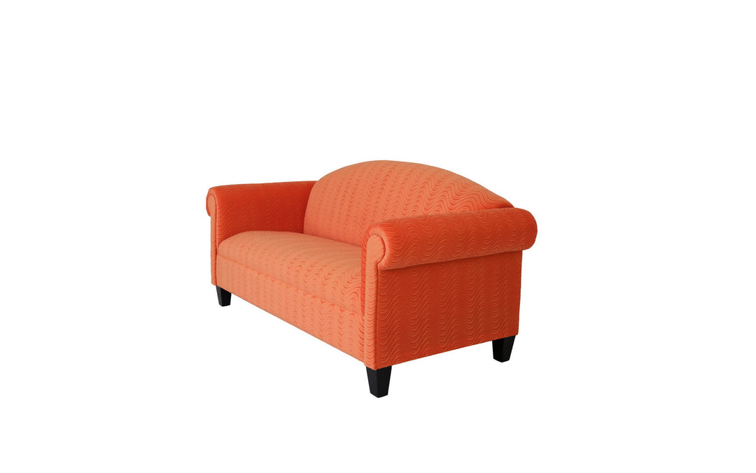 92" Orange Velvet Sofa With Black Legs