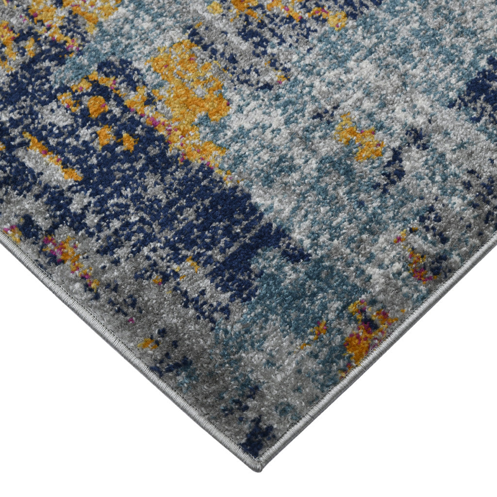 2' x 3' Blue and Orange Abstract Power Loom Area Rug