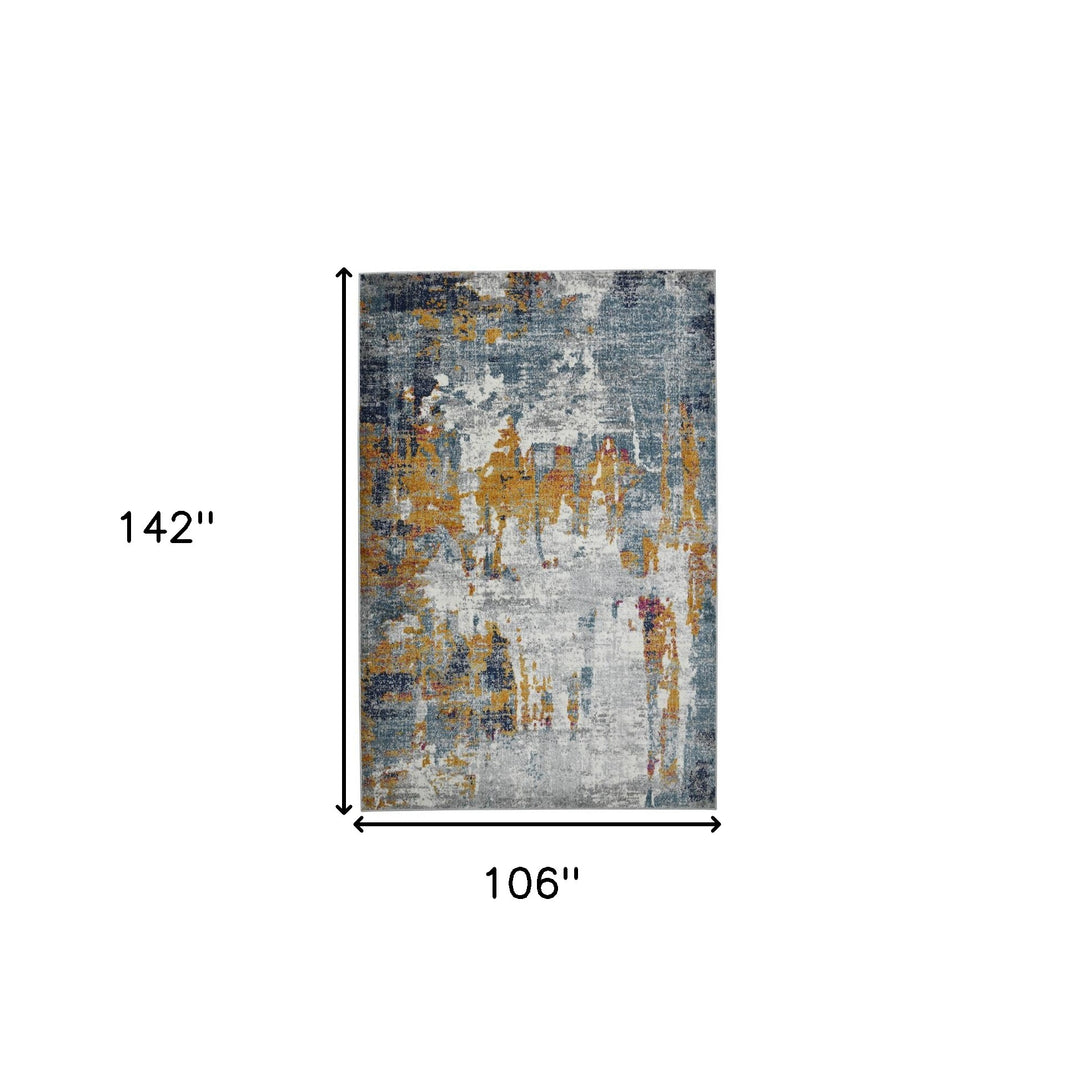 2' x 3' Blue and Orange Abstract Power Loom Area Rug