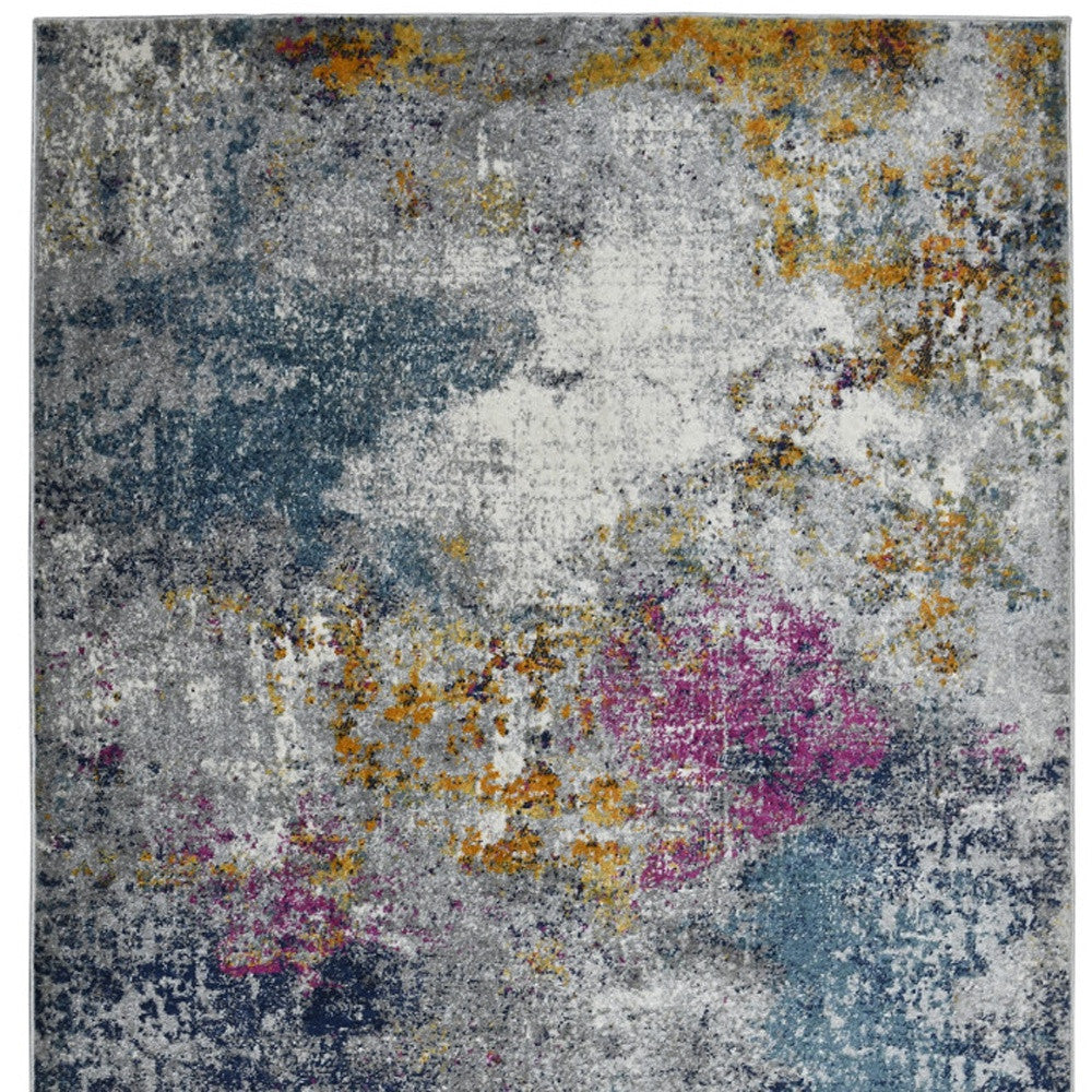 2' x 3' Blue and Pink Abstract Power Loom Area Rug