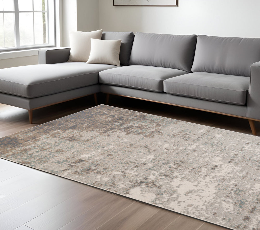 10' X 14' Gray and Dark Gray Abstract Power Loom Area Rug