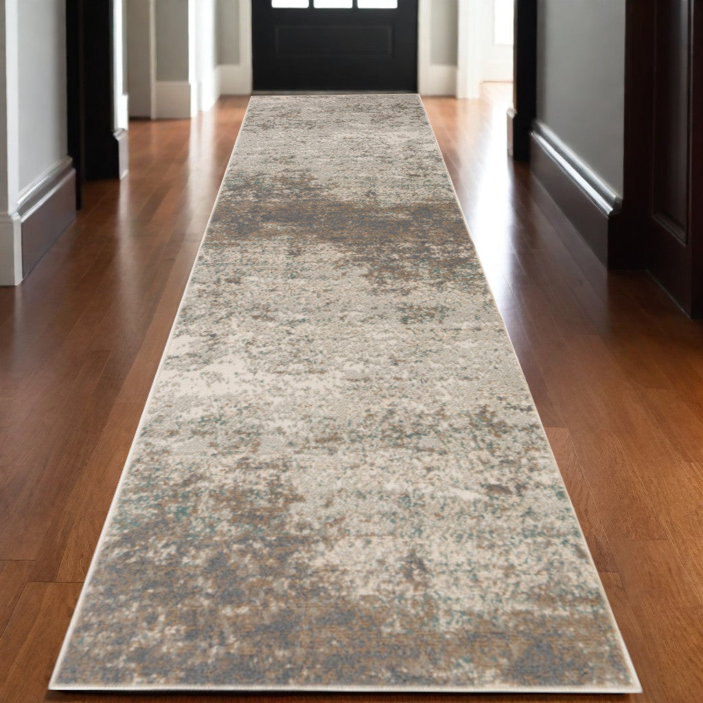 10' X 14' Gray and Dark Gray Abstract Power Loom Area Rug