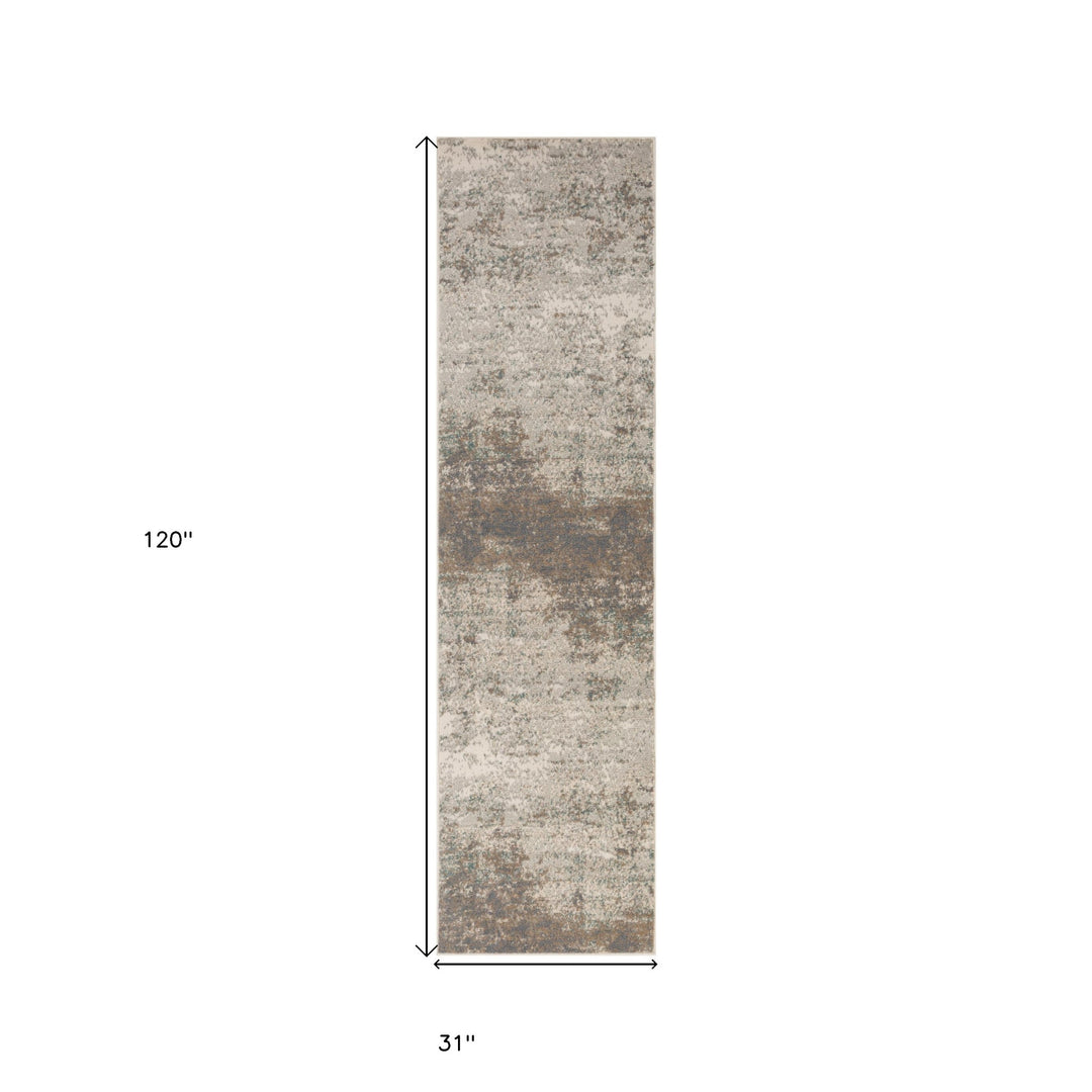 10' X 14' Gray and Dark Gray Abstract Power Loom Area Rug