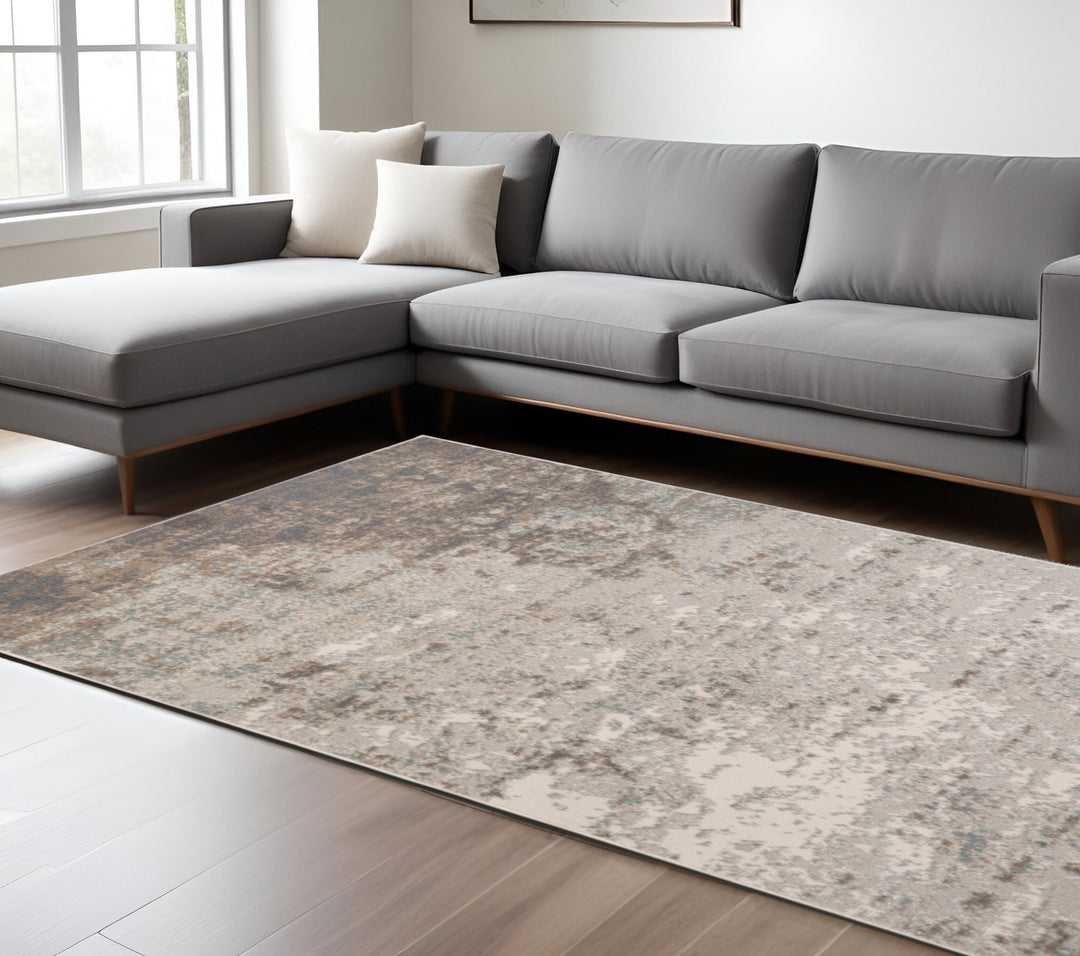 10' X 14' Gray and Dark Gray Abstract Power Loom Area Rug