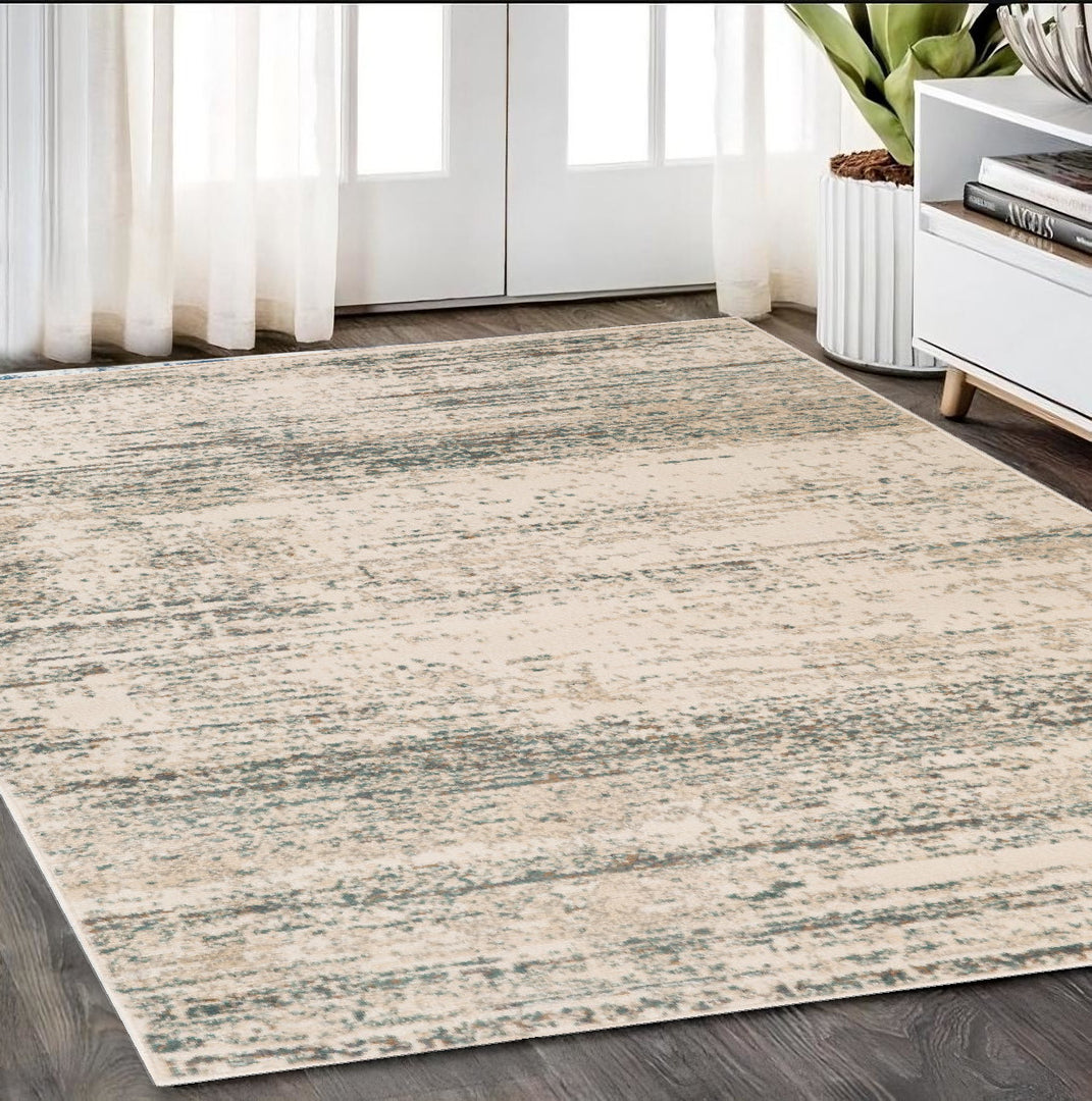 10' X 14' Gray and Ivory Abstract Power Loom Area Rug