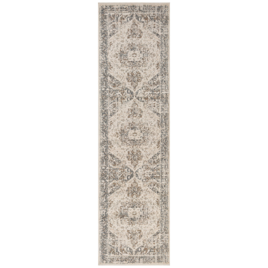 10' X 14' Gray and Light Beige Medallion Power Loom Area Rug