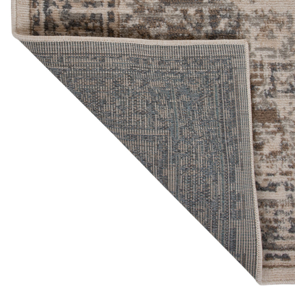 10' X 14' Gray and Light Beige Medallion Power Loom Area Rug