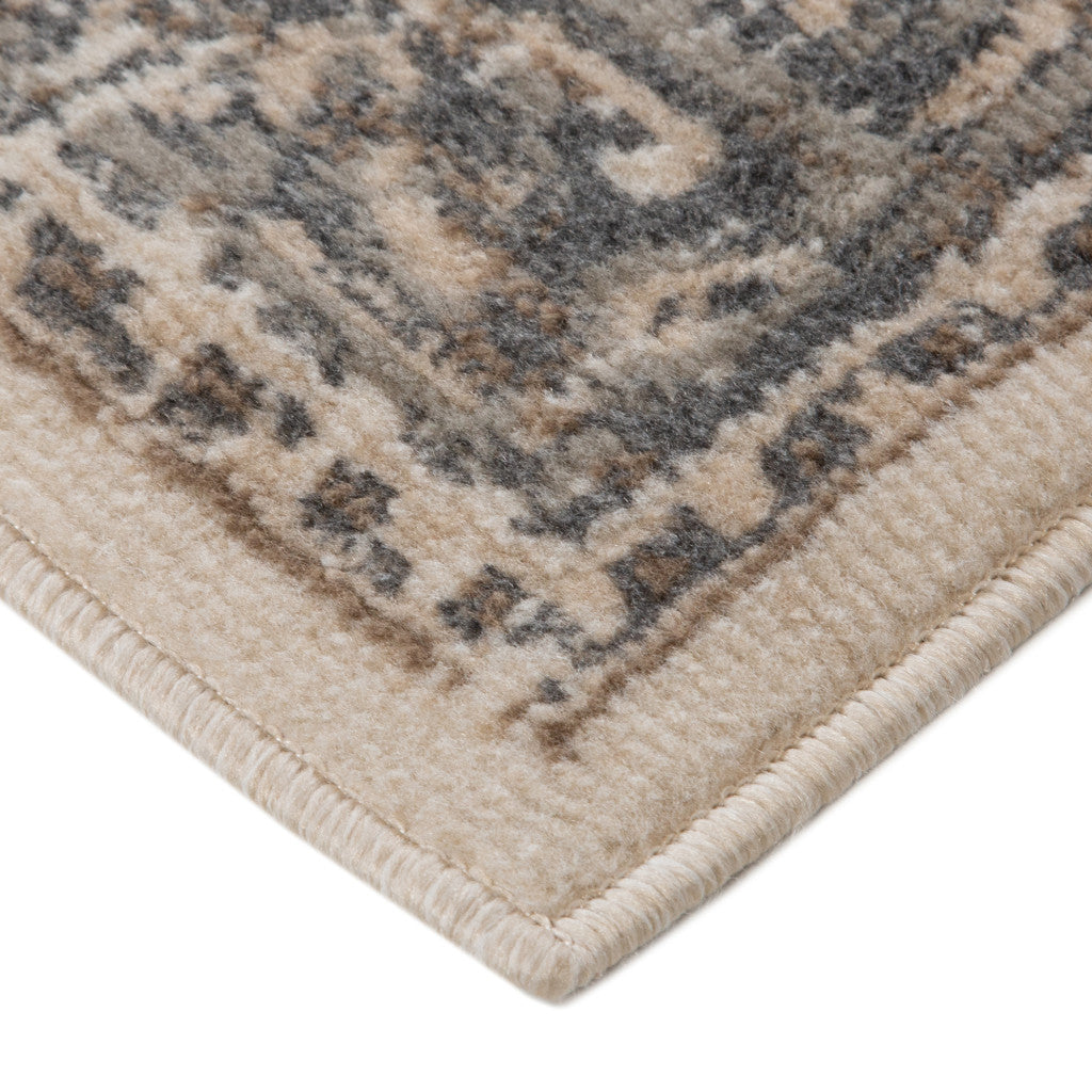 10' X 14' Gray and Light Beige Medallion Power Loom Area Rug