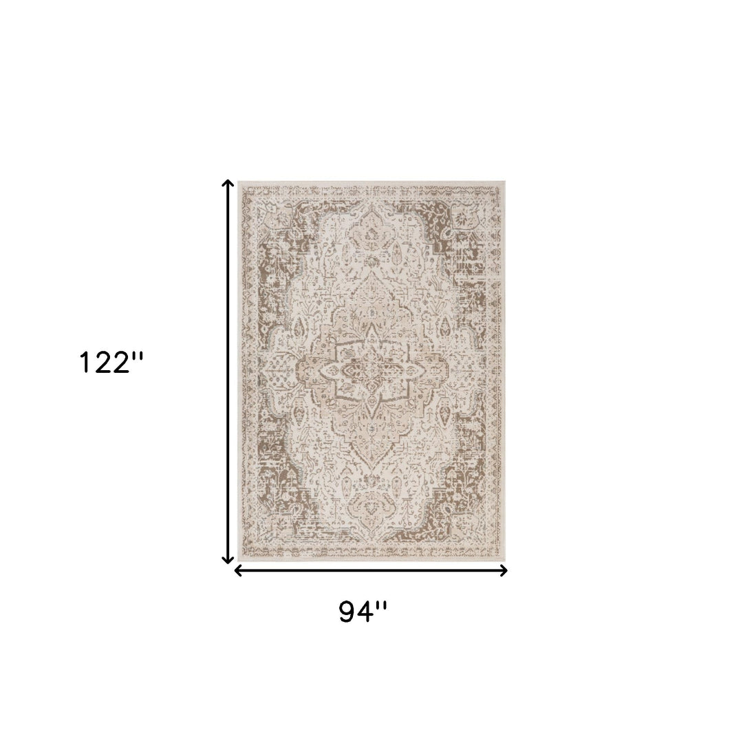 10' X 14' Gray and Light Cream Medallion Power Loom Area Rug