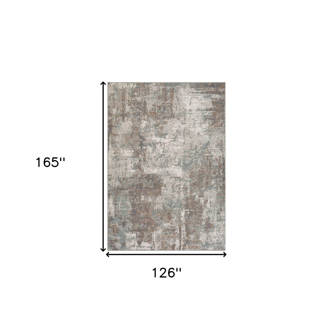 10' X 14' Gray and Light Brown Abstract Power Loom Area Rug