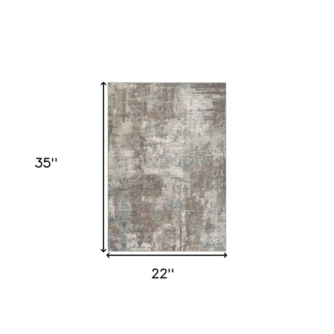 10' X 14' Gray and Light Brown Abstract Power Loom Area Rug