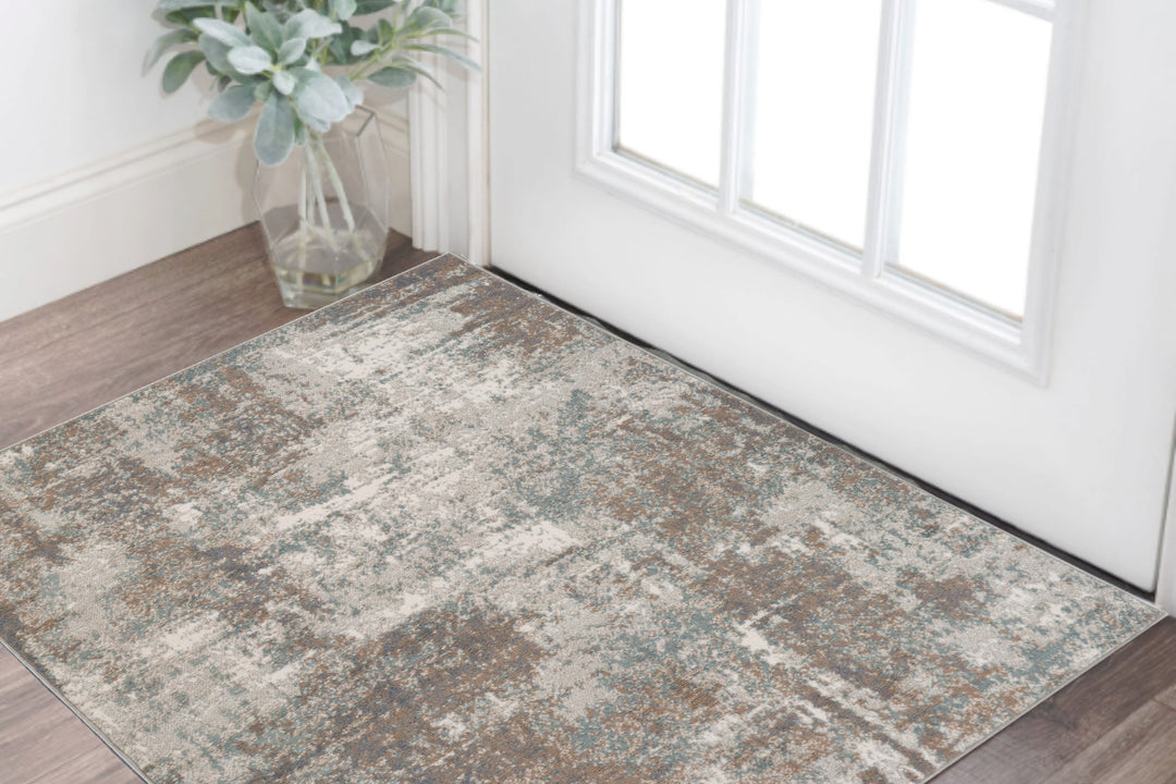 10' X 14' Gray and Light Brown Abstract Power Loom Area Rug