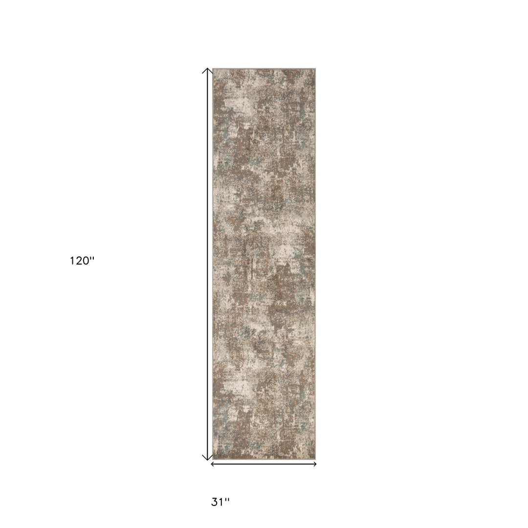 10' X 14' Gray and Light Brown Abstract Power Loom Area Rug