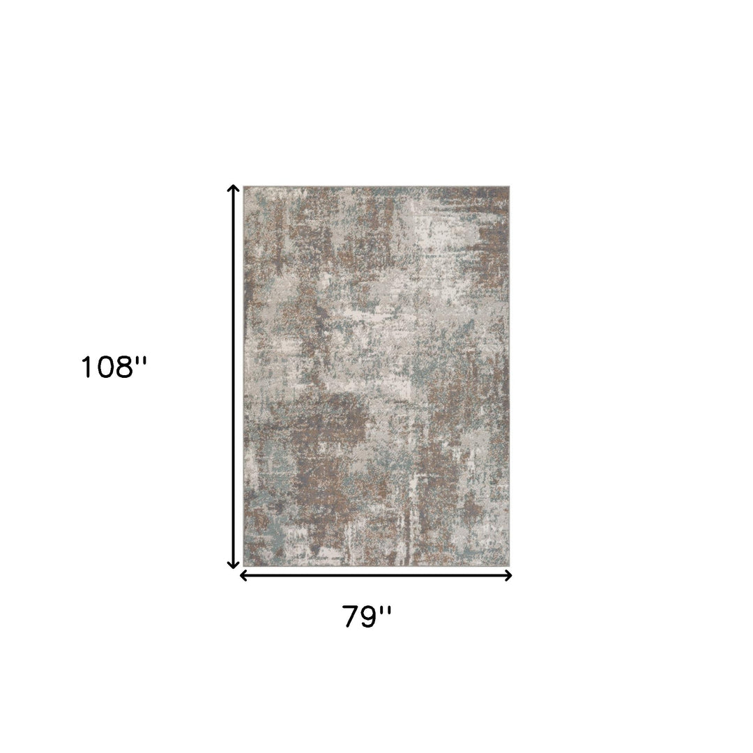 10' X 14' Gray and Light Brown Abstract Power Loom Area Rug