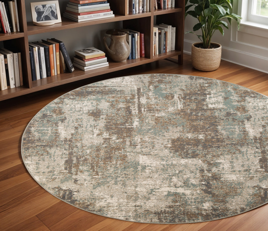 10' X 14' Gray and Light Brown Abstract Power Loom Area Rug