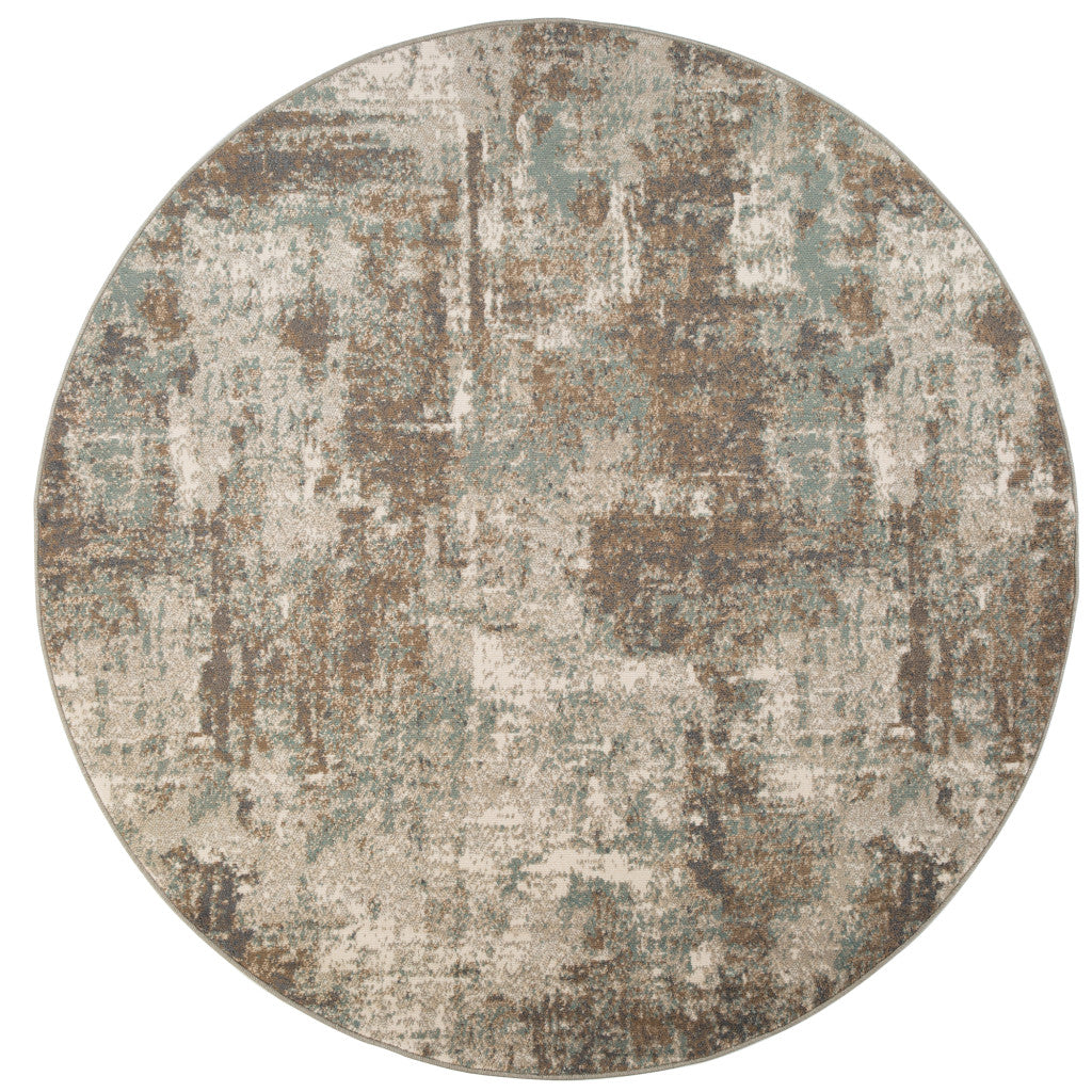 10' X 14' Gray and Light Brown Abstract Power Loom Area Rug