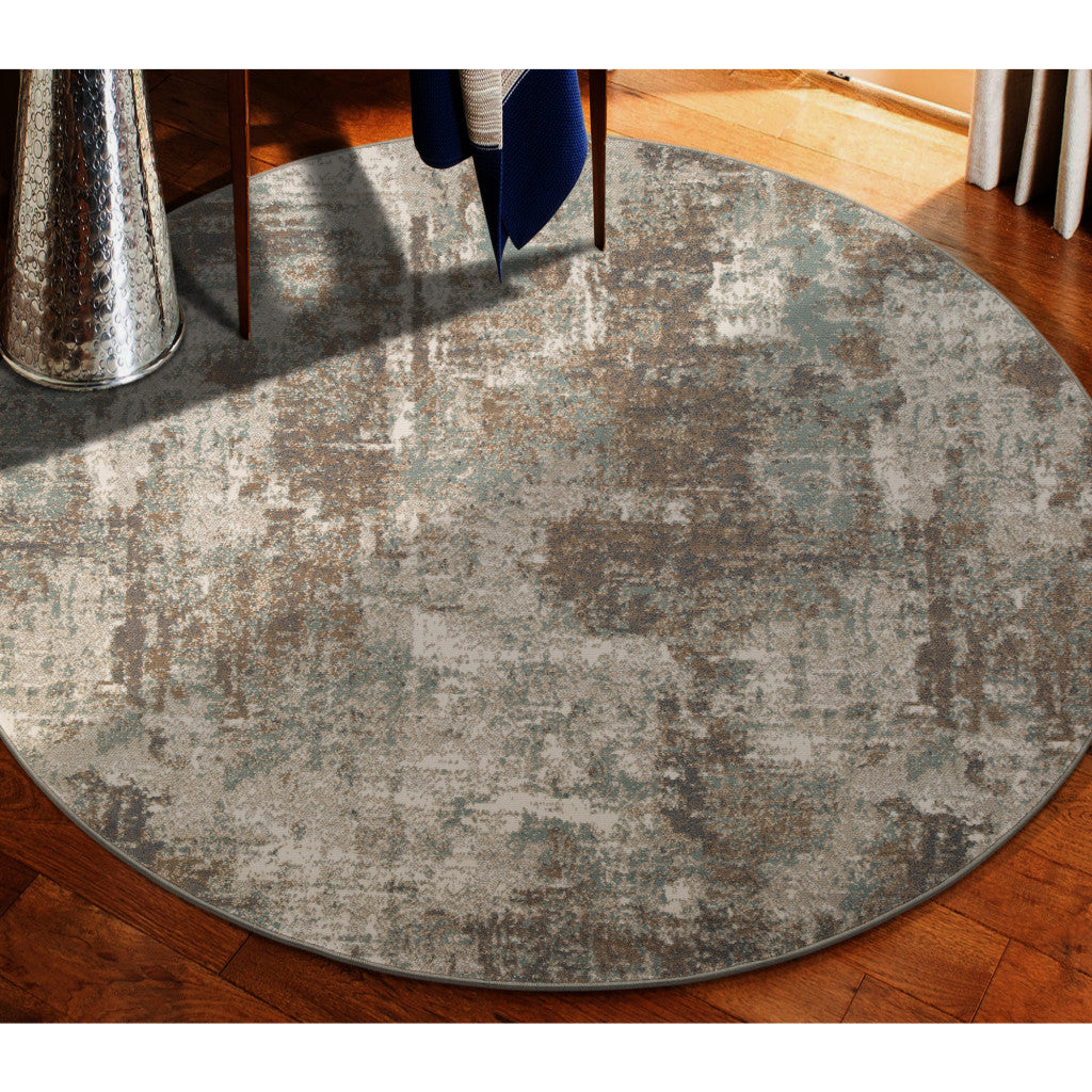 10' X 14' Gray and Light Brown Abstract Power Loom Area Rug