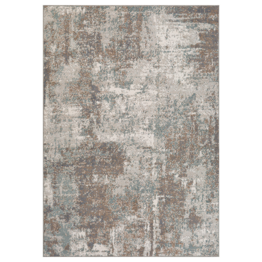 10' X 14' Gray and Light Brown Abstract Power Loom Area Rug