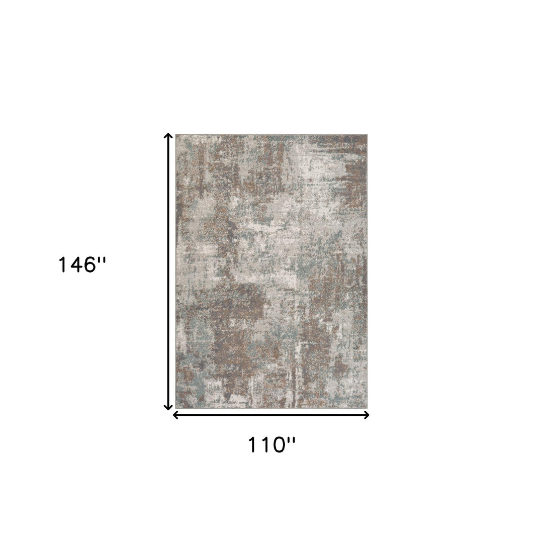 10' X 14' Gray and Light Brown Abstract Power Loom Area Rug