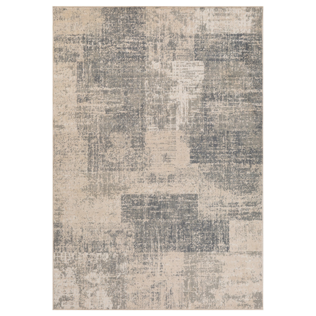 10' X 14' Gray and Light Blue Abstract Power Loom Area Rug