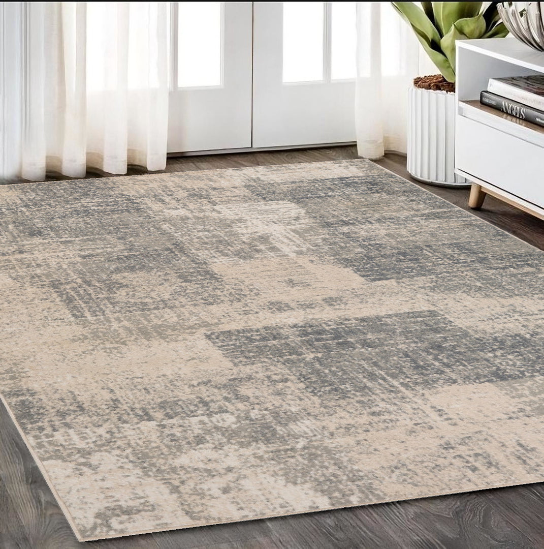 10' X 14' Gray and Light Blue Abstract Power Loom Area Rug