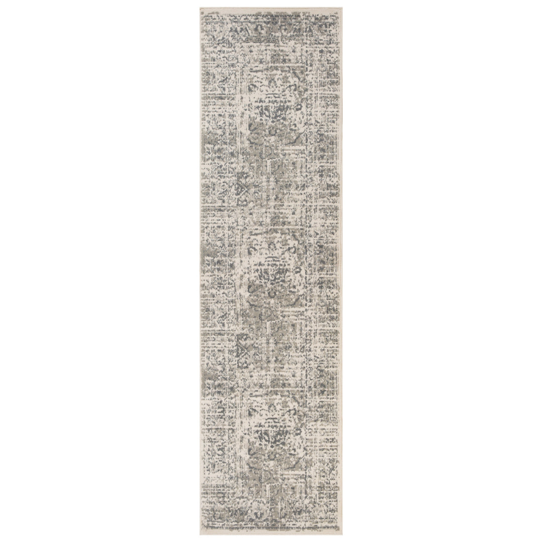 10' X 14' Medium Gray and Ivory Medallion Power Loom Area Rug