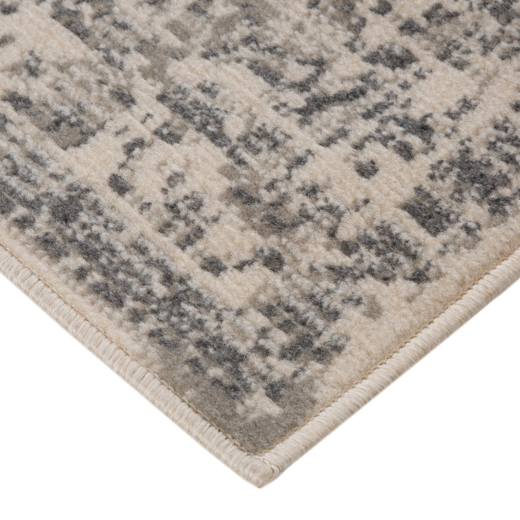 10' X 14' Medium Gray and Ivory Medallion Power Loom Area Rug