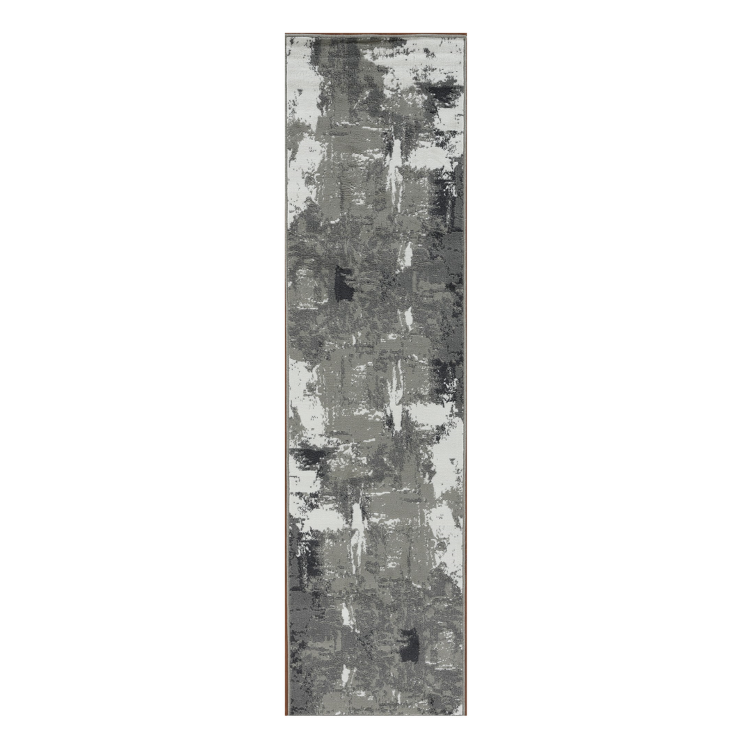 10' X 14' Ivory Black and Gray Abstract Power Loom Area Rug