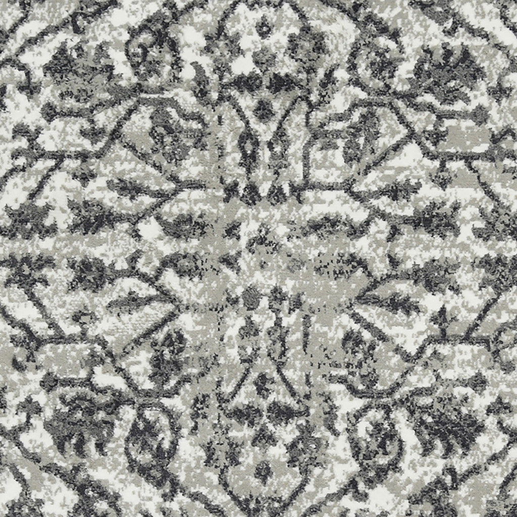 10' X 14' Gray and Dark Gray Floral Power Loom Area Rug