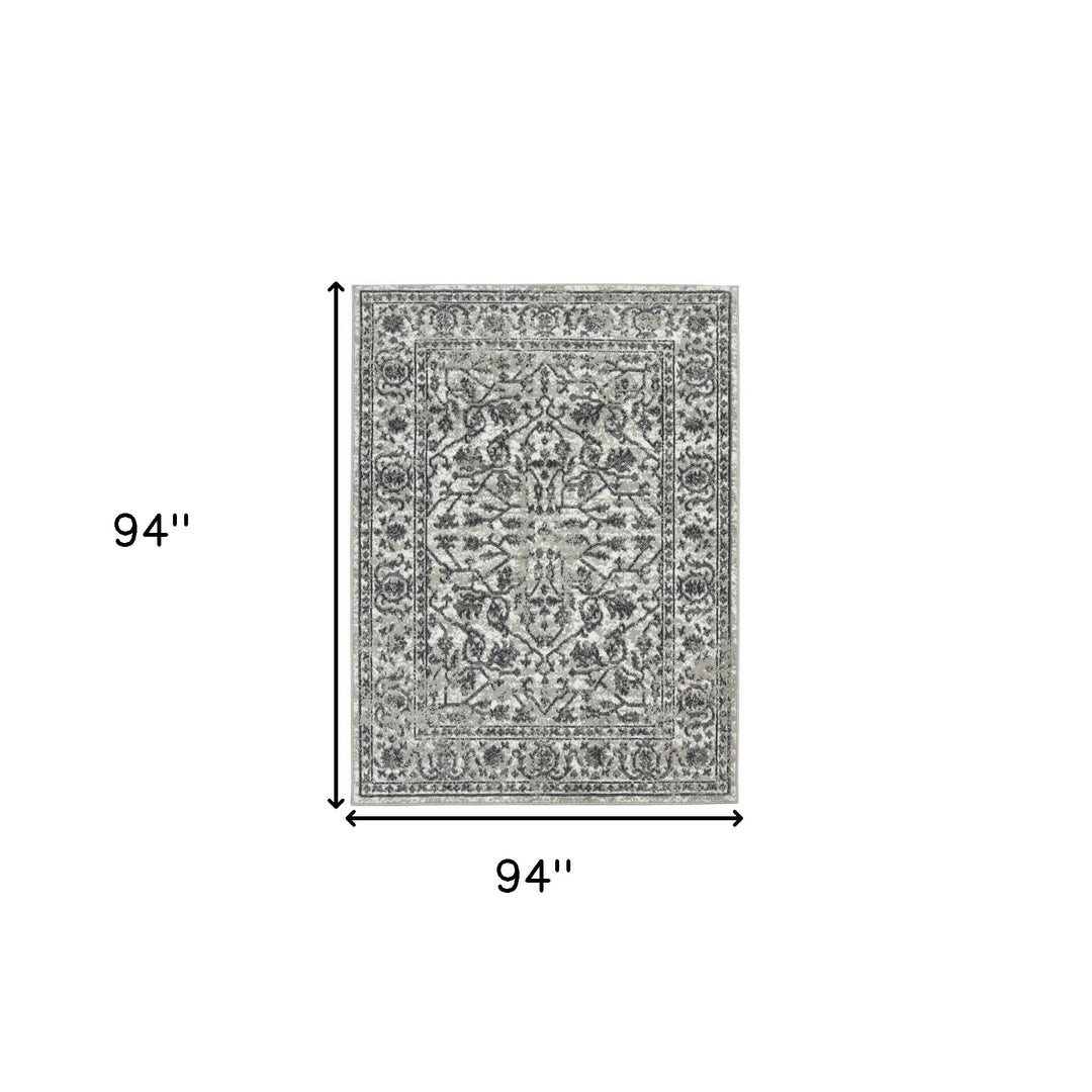 10' X 14' Gray and Dark Gray Floral Power Loom Area Rug