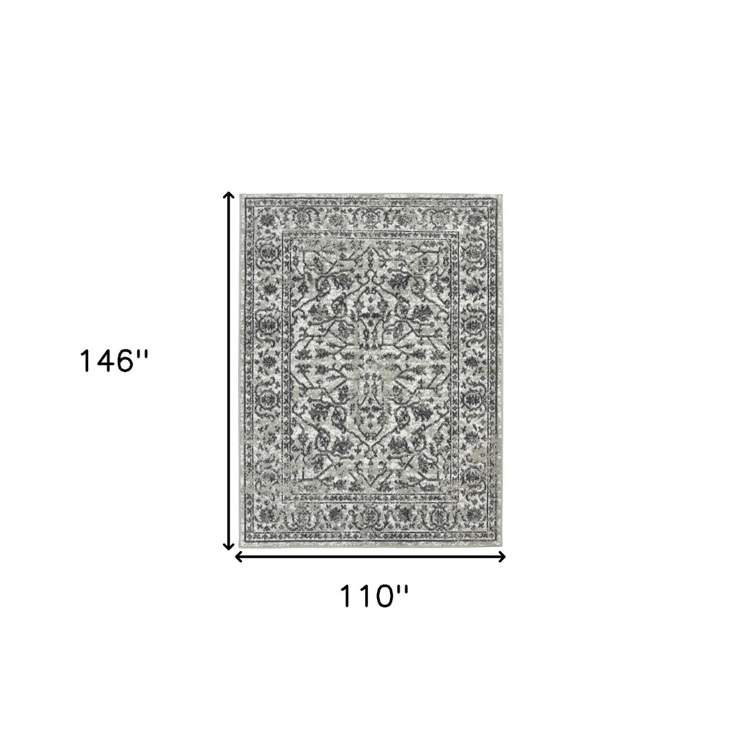 10' X 14' Gray and Dark Gray Floral Power Loom Area Rug