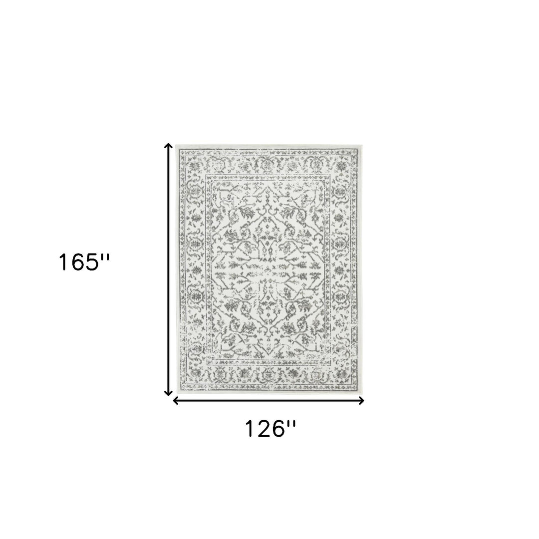 10' X 14' Gray and Light Gray Floral Power Loom Area Rug