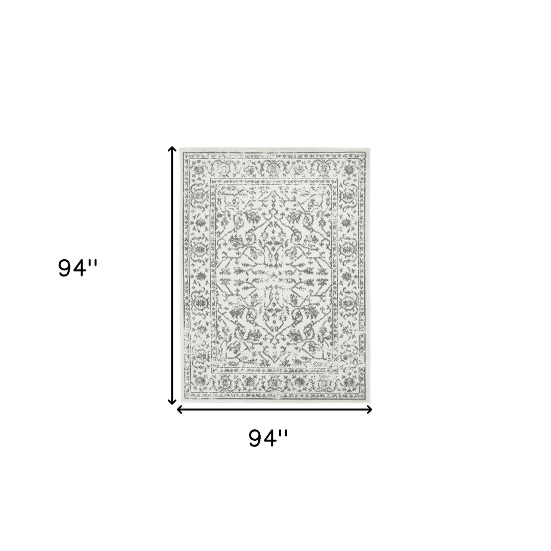 10' X 14' Gray and Light Gray Floral Power Loom Area Rug