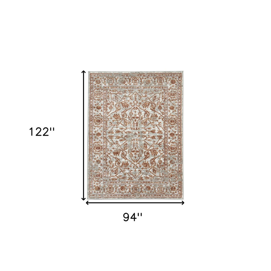 10' X 14' Rust and Gray Floral Power Loom Area Rug