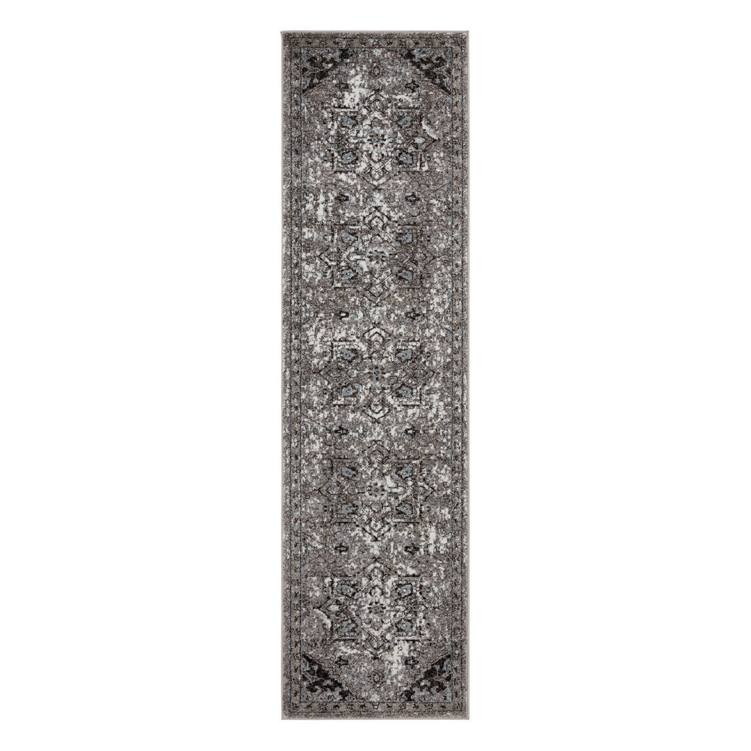 2' X 3' Black and Gray Medallion Power Loom Area Rug